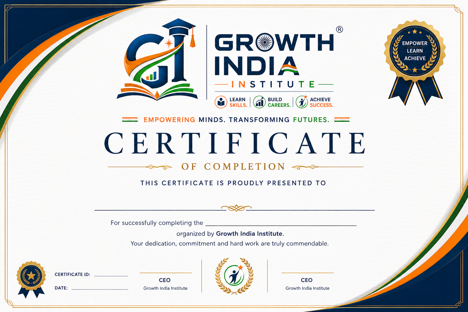 Growth India Institute Certificate
